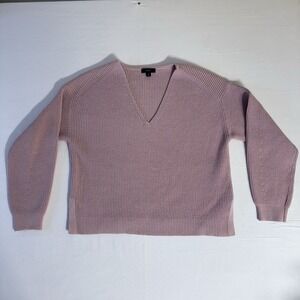 J.Crew Re-Imagined Shaker Stitch V-Neck Sweater Pink women's  Medium